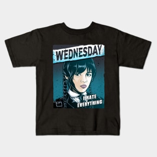 Wednesday I Hate Everything Artwork Kids T-Shirt